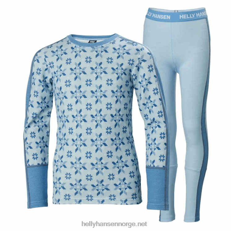 juniors grafiske lifa merino baselagsett Helly-Hansen F6TJ02492 kløver nytte gre