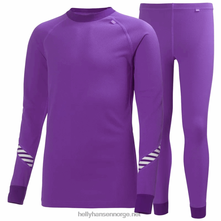 juniors grafiske lifa merino baselagsett Helly-Hansen F6TJ02494 babytropp
 blå tåke