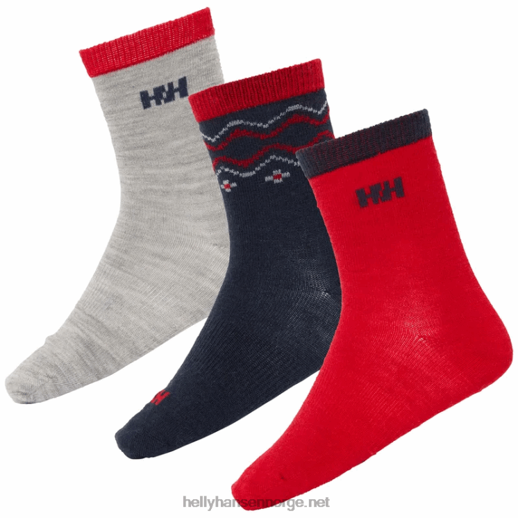ullsokker til barn. 3pk Helly-Hansen F6TJ01009 grå melang