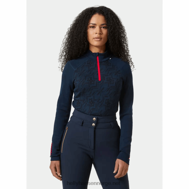 kvinner lifa merino midweight 2-i-1 grafisk halv glidelås baselag Helly-Hansen F6TJ02065 ametyst st