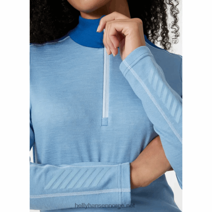 kvinner lifa merino midweight 2-i-1 grafisk halv glidelås baselag Helly-Hansen F6TJ02066 marine deco f