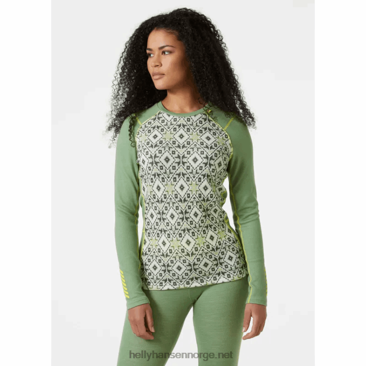 kvinners lifa merino midweight grafisk langermet crew baselag Helly-Hansen F6TJ02070 marine deco f