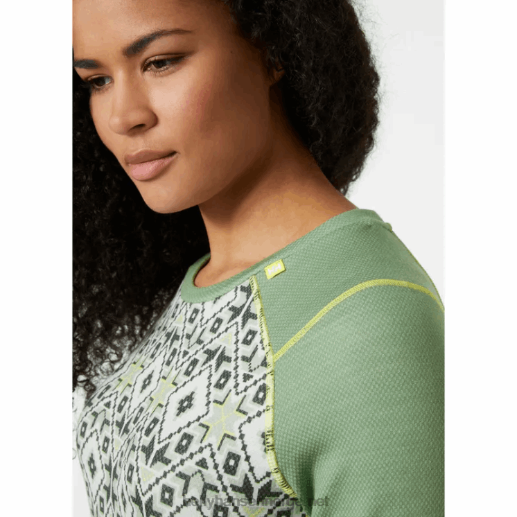 kvinners lifa merino midweight grafisk langermet crew baselag Helly-Hansen F6TJ02070 marine deco f