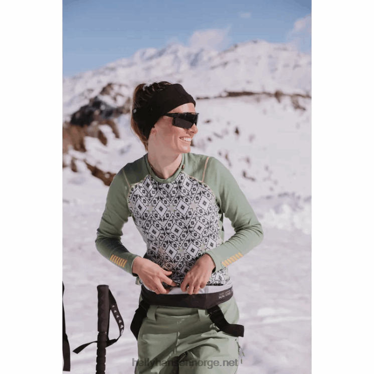 kvinners lifa merino midweight grafisk langermet crew baselag Helly-Hansen F6TJ02070 marine deco f