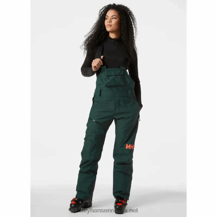 kvinners powderqueen bib skibukser Helly-Hansen F6TJ01853 knust gra
