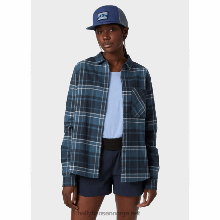 kvinner lokka økologisk flanell langermet skjorte Helly-Hansen F6TJ02030 dyp fjord