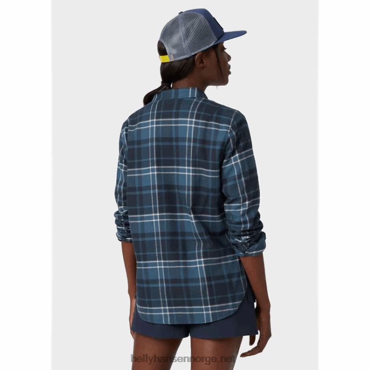 kvinner lokka økologisk flanell langermet skjorte Helly-Hansen F6TJ02030 dyp fjord