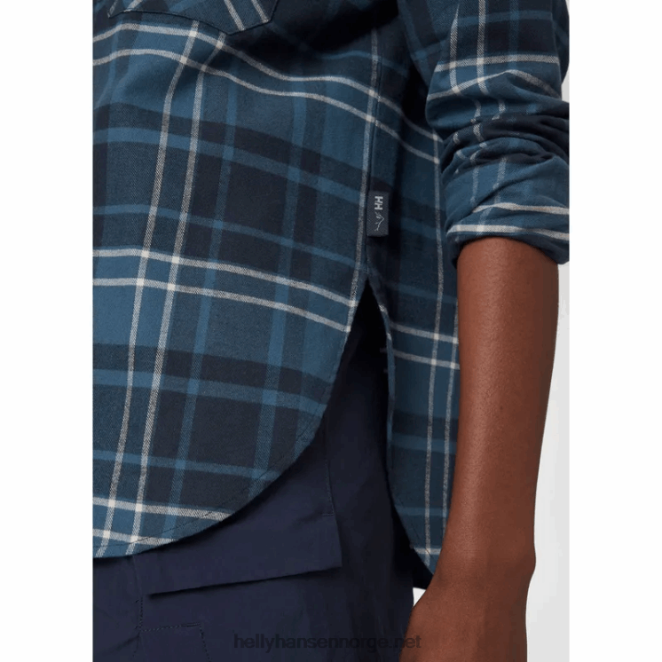 kvinner lokka økologisk flanell langermet skjorte Helly-Hansen F6TJ02030 dyp fjord