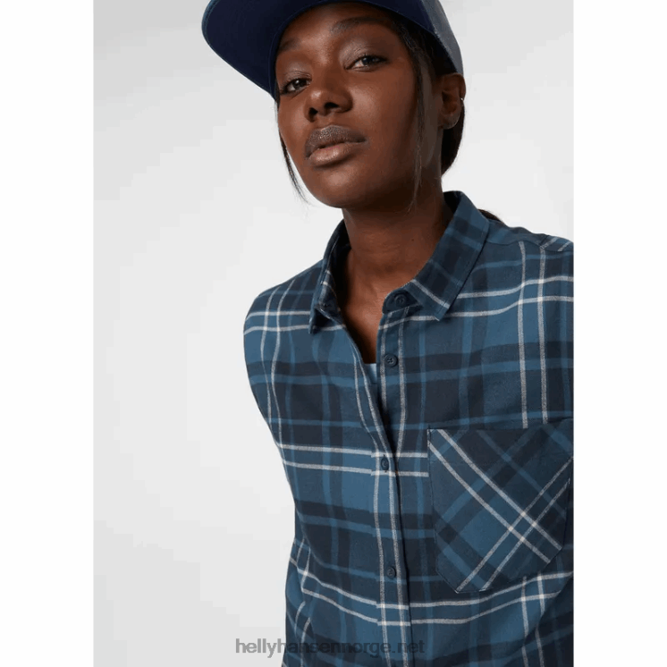 kvinner lokka økologisk flanell langermet skjorte Helly-Hansen F6TJ02030 dyp fjord