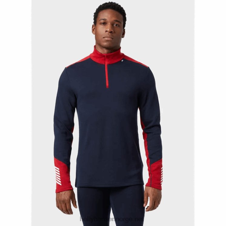 menns lifa merino midweight halv glidelås baselag Helly-Hansen F6TJ01086 svart