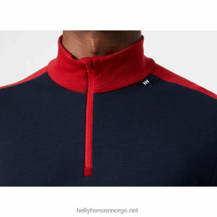 menns lifa merino midweight halv glidelås baselag Helly-Hansen F6TJ01086 svart