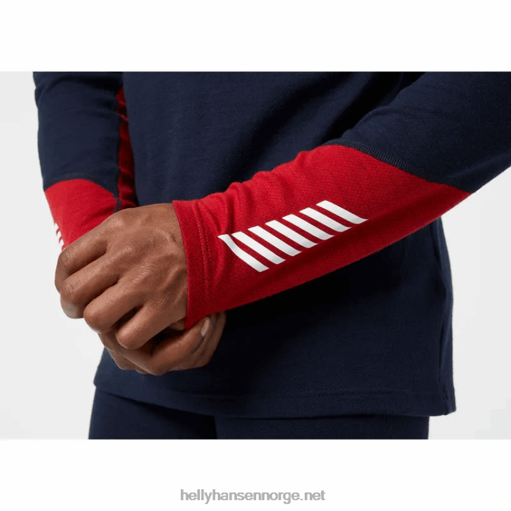 menns lifa merino midweight halv glidelås baselag Helly-Hansen F6TJ01086 svart