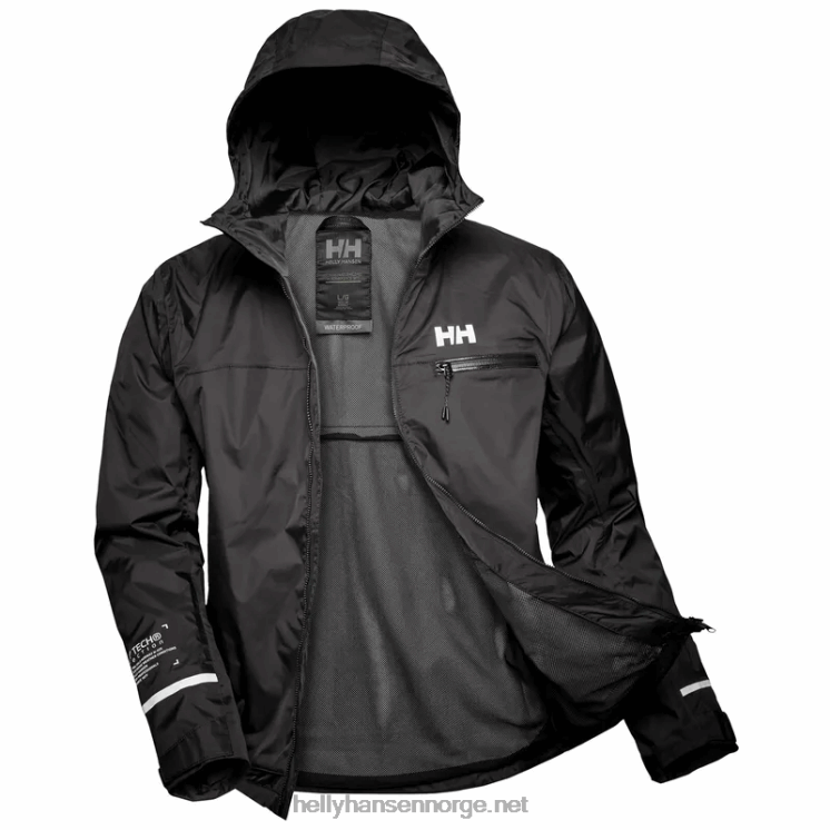 sykkelregnjakke med hette for menn Helly-Hansen F6TJ0237 svart