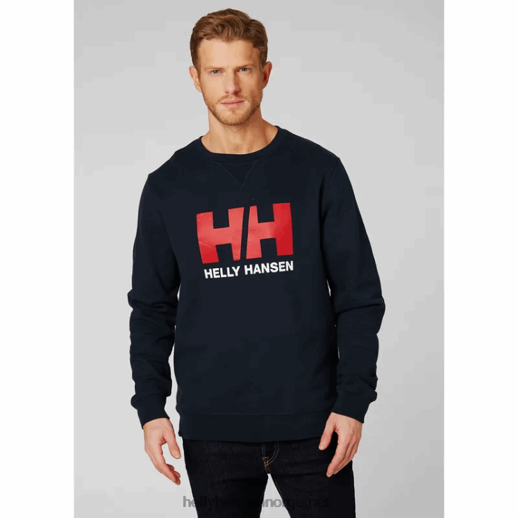 hh logo crew genser for menn Helly-Hansen F6TJ0806 dyp fjord
