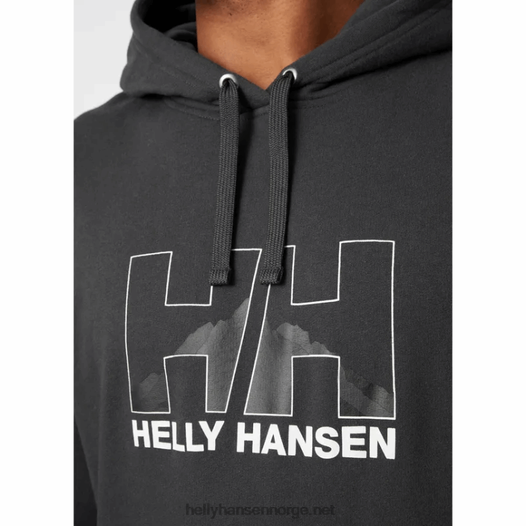 nord grafisk hettegenser for menn Helly-Hansen F6TJ0786 grå melang