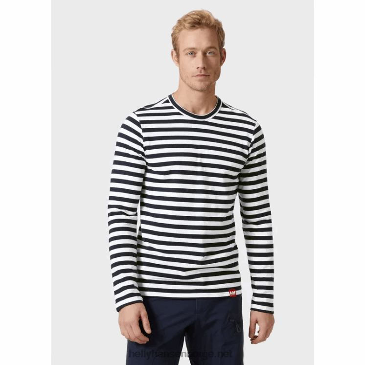 Langermet t-skjorte i bomull for menn Helly-Hansen F6TJ0938 dyp fjord