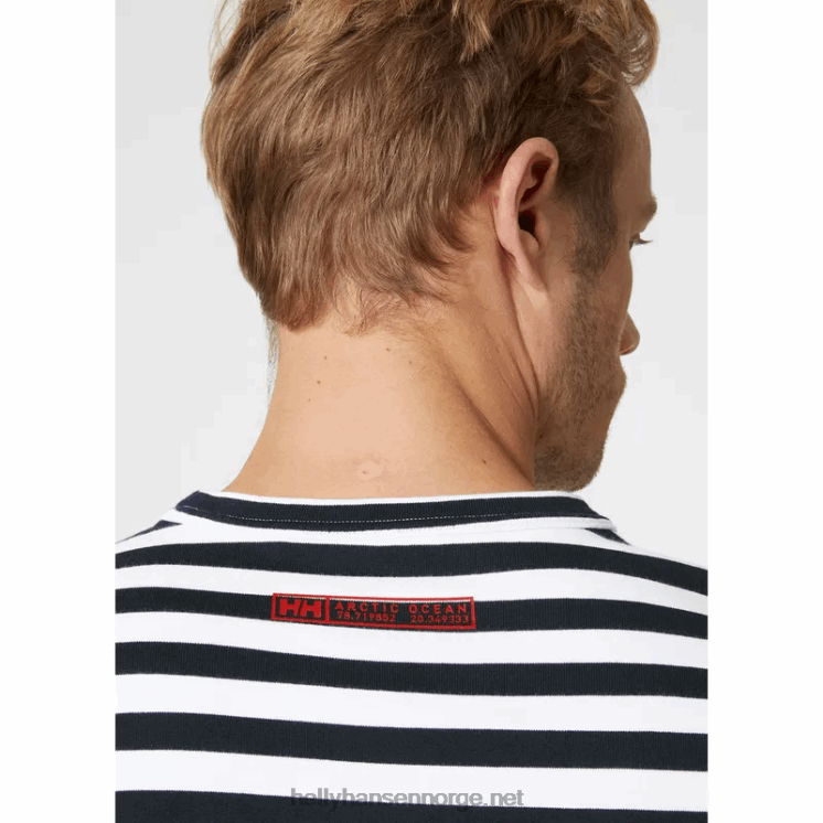 Langermet t-skjorte i bomull for menn Helly-Hansen F6TJ0938 dyp fjord