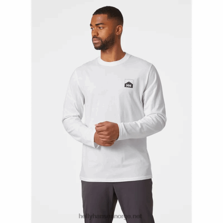 nord grafisk langermet t-skjorte for menn Helly-Hansen F6TJ0911 dyp fjord